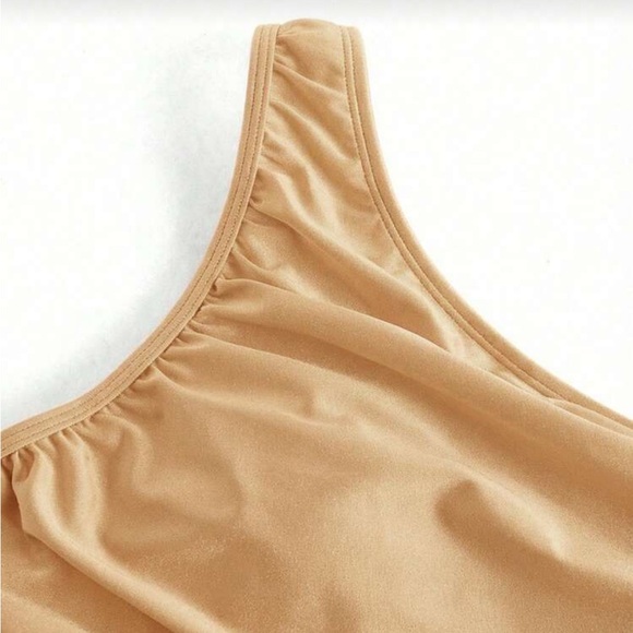 NWOT One-Shoulder Tan Swimsuit and Cover-Up Set size Extra Large - Picture 5 of 5